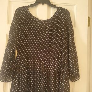 Large black with white polka dots dress blouse